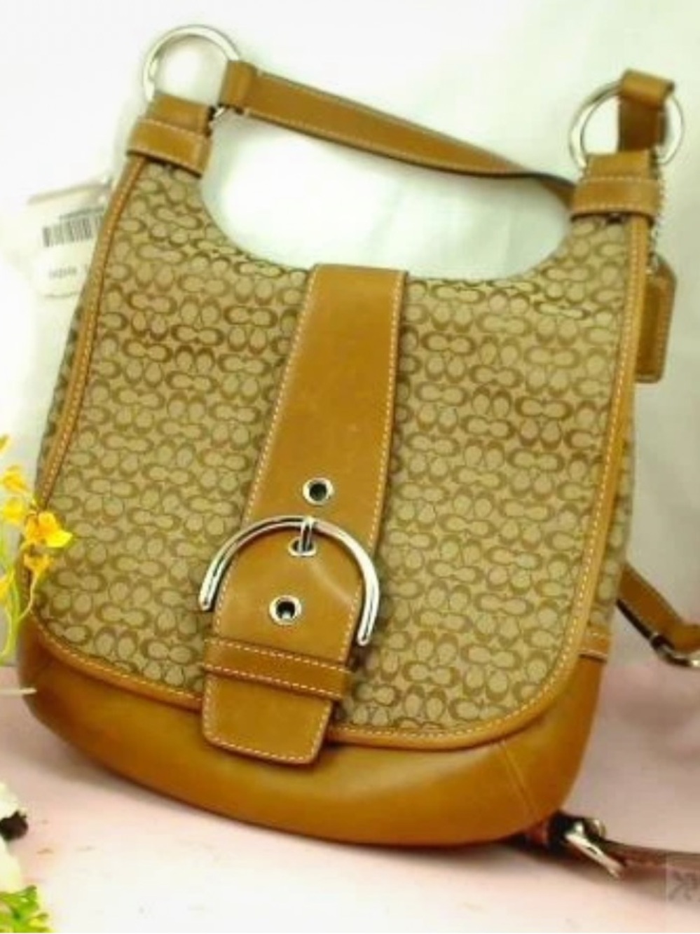 Vintage Coach Mini Signature C Soho Cross Body Hip Flap Bag - Khaki - Ret $238